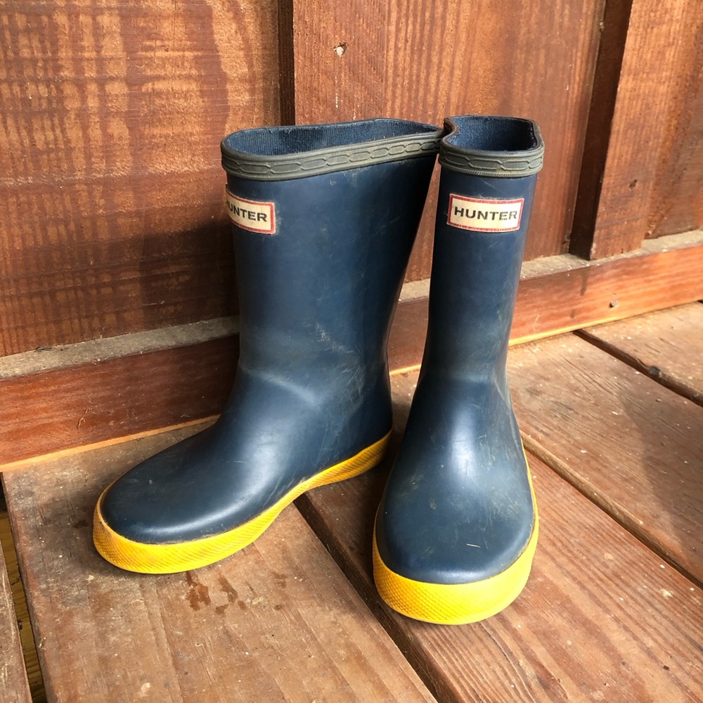 Hunter Blue and Yellow Rain & Snow Boots